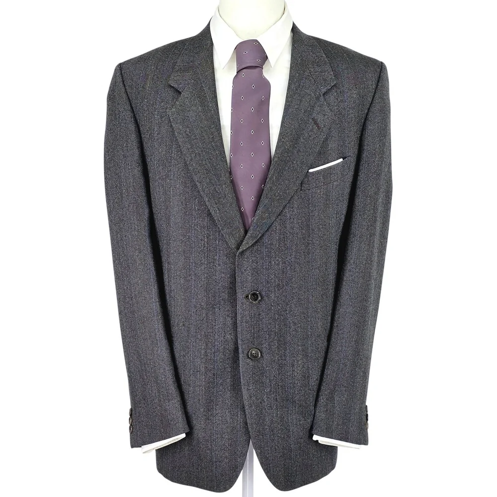 Quiet Luxury Montebello Italian Wool Blazer Men 42R Gray Blue Pinstripe - Picture 1 of 16